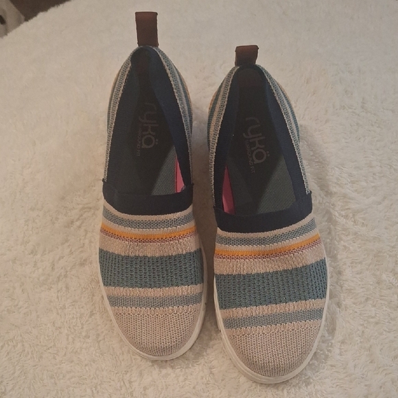 Ryka Blue and Yellow Sneakers Comfortable Slip-On Design - Picture 1 of 6